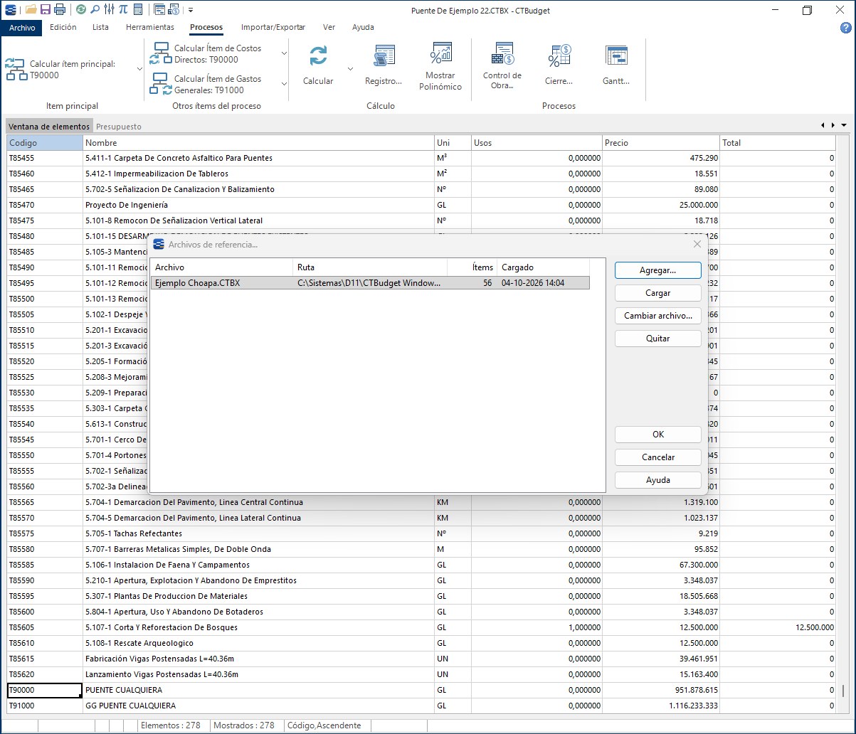 Archivos de referencia en CTBudget 2026